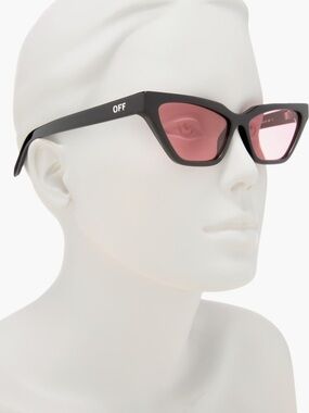 Off-White Black Sunglasses with Pink Lenses